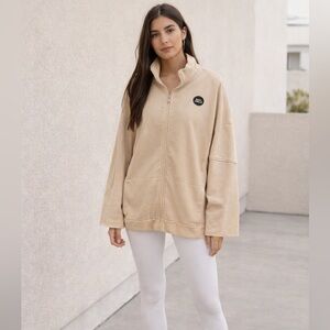 Daily Drills Limited Edition Cream French Terry Zip-Up Oversized Jacket